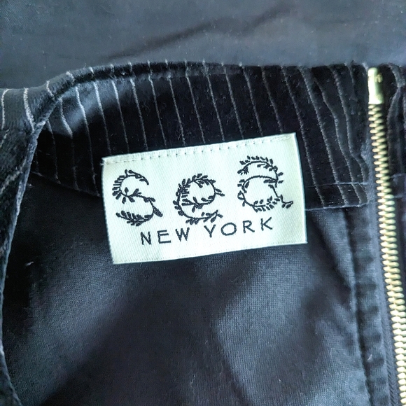 SEA NEW YORK Black Pinstripe Velvet & Charm Short Sleeve Mini Dress Size 2 - Picture 4 of 8